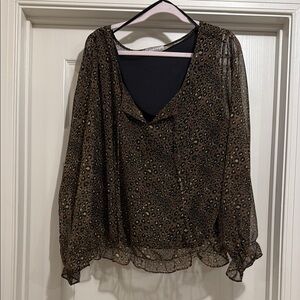 Jordan Brown Puff Sleeve Ruffled Blouse